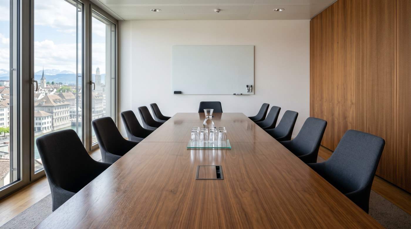 Aufgeräumtes Sitzungszimmer nach der Büroreinigung in Zürich