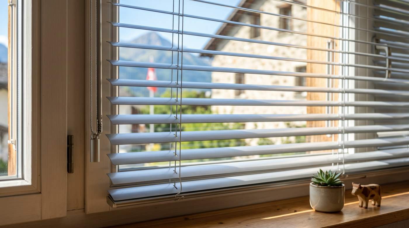 Gereinigte Lamellenstoren an einem Fenster in Zürich