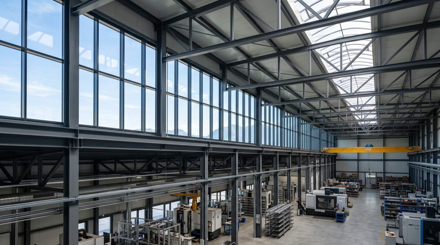 Gereinigte Hallenfenster mit Tageslichteinfall
