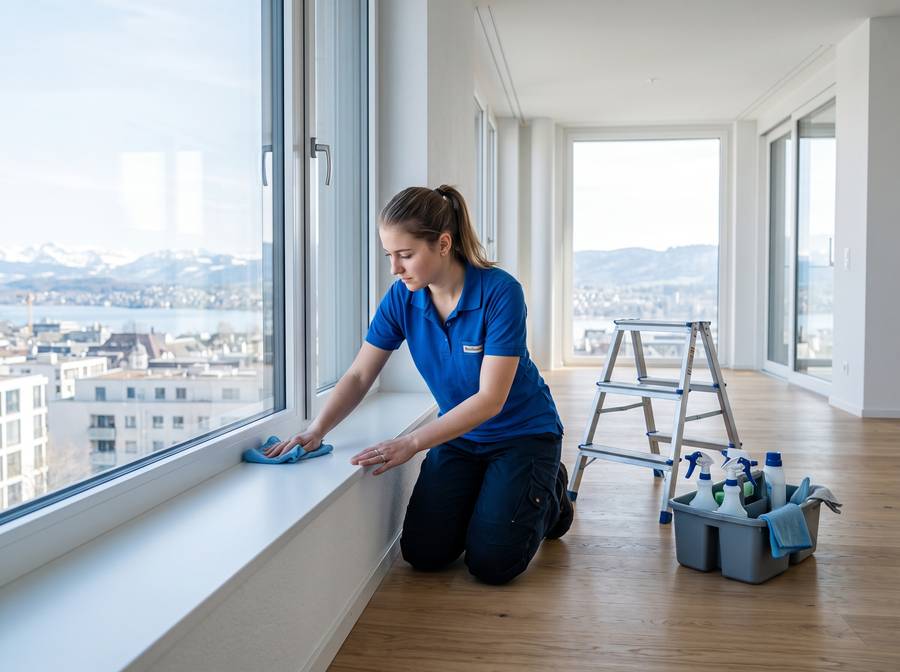 Spezialreinigung einer frisch renovierten Wohnung mit Blick über Zürich