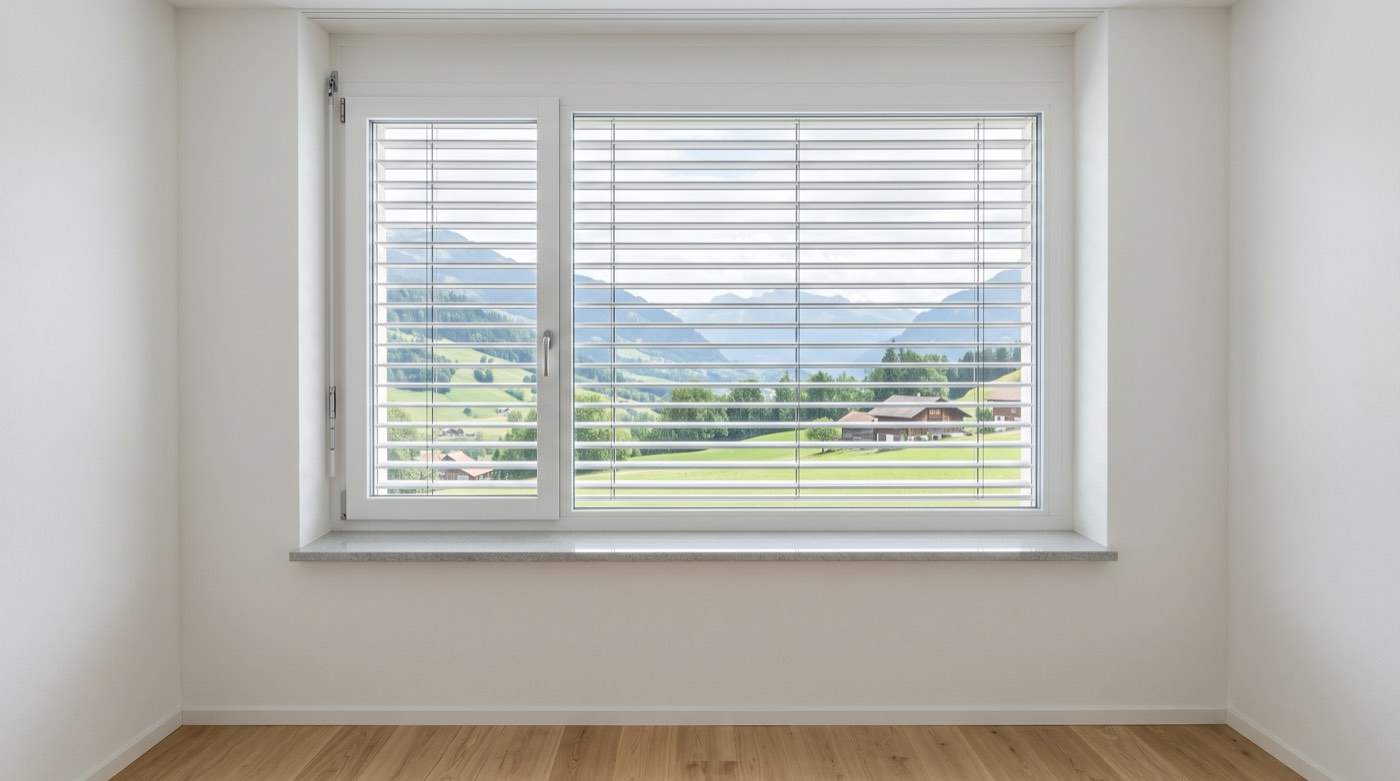 Gereinigte Fenster und Lamellenstoren vor der Wohnungsabgabe