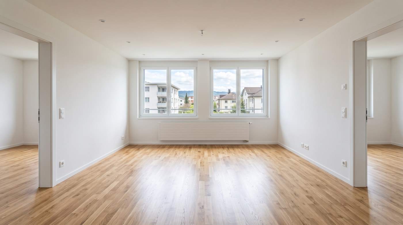 Besenreine leere Wohnung vor der Übergabe